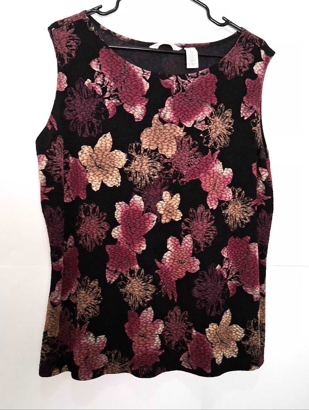 FRENCH LAUNDRY Black Tank With Pink Flowers Size 2x Fit 1X